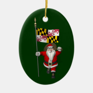 Weihnachten des Vaters mit der Flagge von Maryland Keramik Ornament