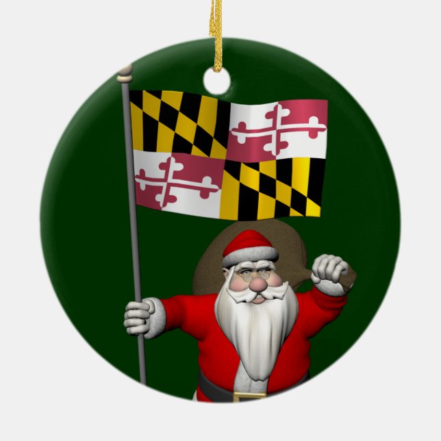 Weihnachten des Vaters mit der Flagge von Maryland Keramik Ornament (Hinten)