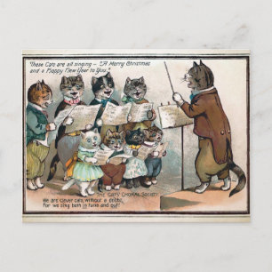 Weihnachten des viktorianischen Katzenchors Postkarte