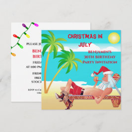 Weihnachten des Weihnachtsmannes im Juli Geburtsta Einladung