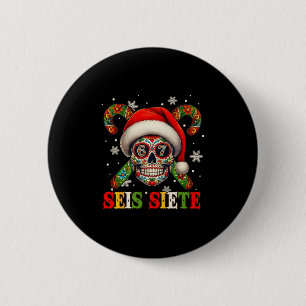 Weihnachten Dia De Los Muertos Zucker-Schädel Seis Button