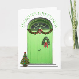 Weihnachten Die Jahreszeit Dekorationen Grüne Tür