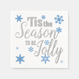 Weihnachten Die Jahreszeit Snowflake Blue Silver Serviette