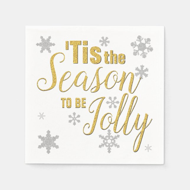 Weihnachten Die Jahreszeit Snowflake Gold Silber Serviette (Vorderseite)