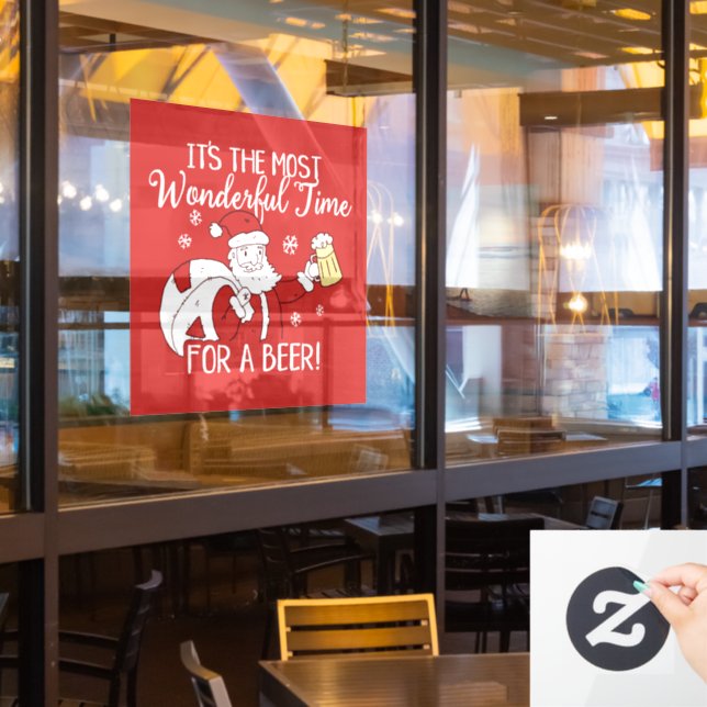 Weihnachten Die schönste Zeit für einen Bier Weihn Fensteraufkleber (Restaurantfenster)