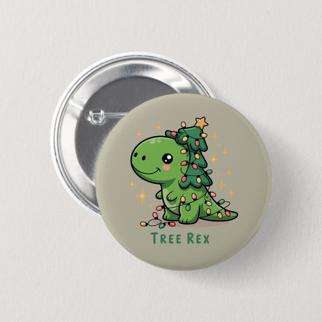 Weihnachten Dinosaur Party Funny Trex Button (Vorne & Hinten)