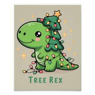 Weihnachten Dinosaur Party Funny Trex Fotodruck