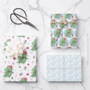 Weihnachten Dinosaur T-Rex Urlaub Geschenkpapier Set