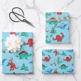 Weihnachten Dinosaurier Kinder Spaß Winterurlaub Geschenkpapier Set