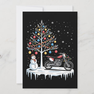 Weihnachten Dirt Bike Motorrad Schneemann Baum Xma Einladung