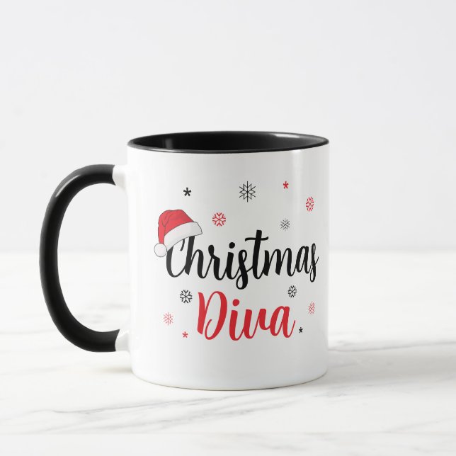Weihnachten Diva Weihnachtsmannmütze Moderne Tasse (Links)