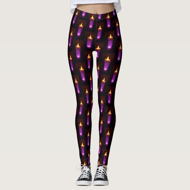 Weihnachten Diwali Flames Funny Candle Muster Leggings (Vorderseite)