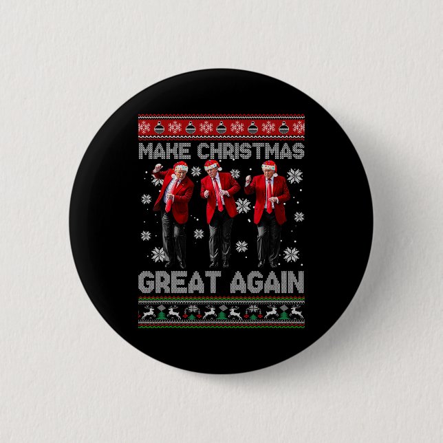 Weihnachten Donald Trump Präsident 2024 Tanzfunn Button (Vorderseite)