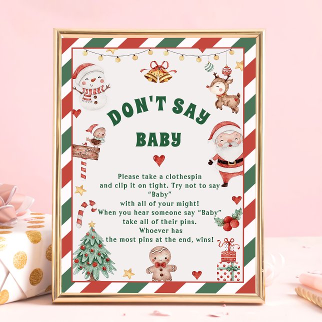 Weihnachten "Don't Say Baby" Baby Duschspielkarten Poster (Von Creator hochgeladen)