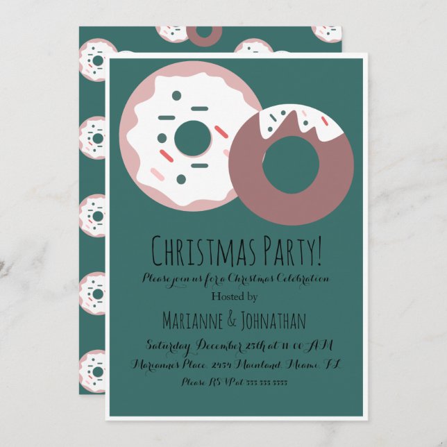Weihnachten Donut Sprinkles Weihnachtsthema Einladung (Vorne/Hinten)