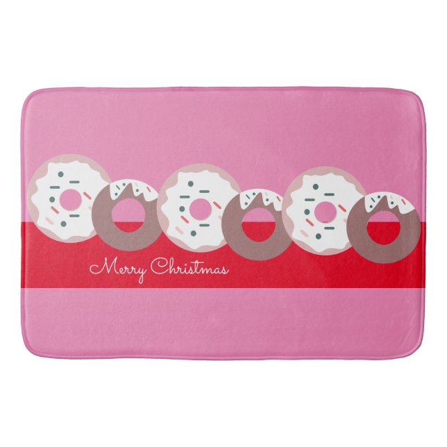 Weihnachten Donuts Sprinkles Bäckerei Rosa Rot Badematte (Vorderseite)