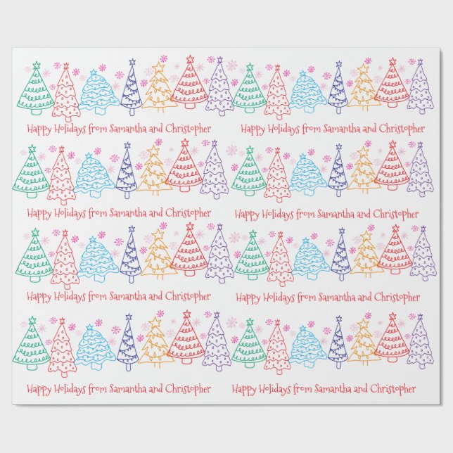 Weihnachten Doodle Moderner Minimaler Spaß Festlic Geschenkpapier (Flach)