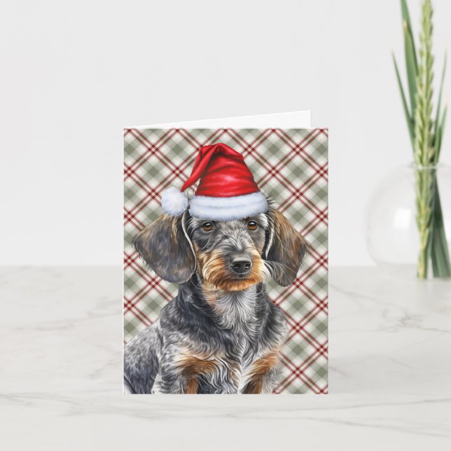 Weihnachten Drahthaarterrier Dackel und Urlaub Kar (Vorderseite)