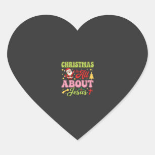 Weihnachten dreht sich um Jesus Retro Herz-Aufkleber