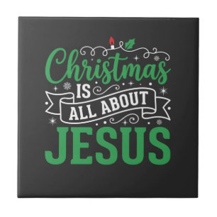Weihnachten dreht sich um Jesus-Typografie Fliese