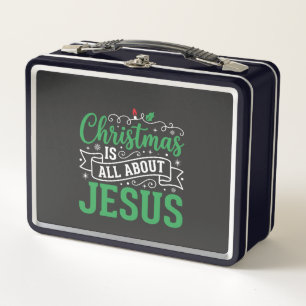 Weihnachten dreht sich um Jesus-Typografie Metall Brotdose