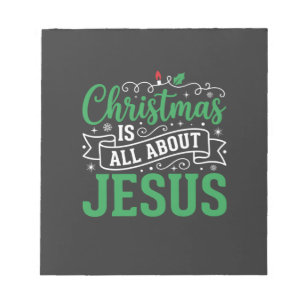 Weihnachten dreht sich um Jesus-Typografie Notizblock