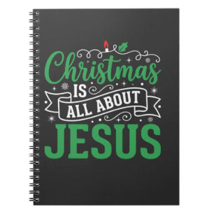 Weihnachten dreht sich um Jesus-Typografie Notizblock