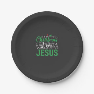 Weihnachten dreht sich um Jesus-Typografie Pappteller