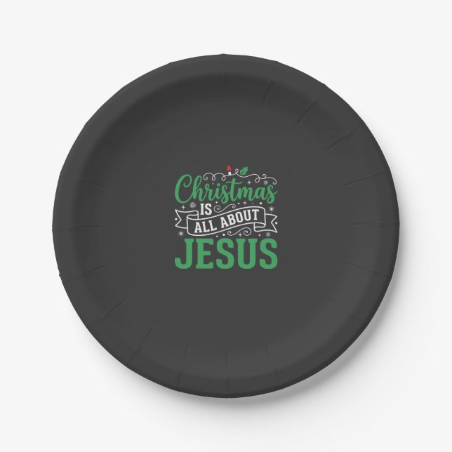 Weihnachten dreht sich um Jesus-Typografie Pappteller (Vorderseite)