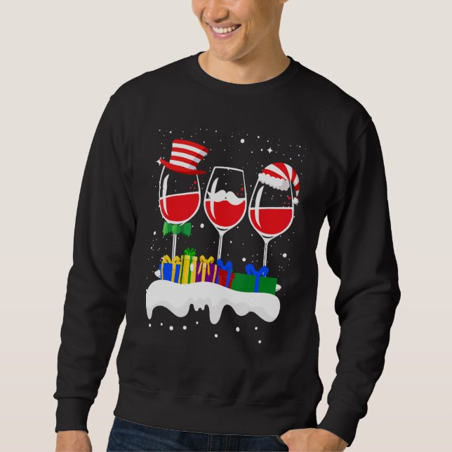 Weihnachten Drei Glas Rotwein Weihnachten Weihnach Sweatshirt (Vorderseite)