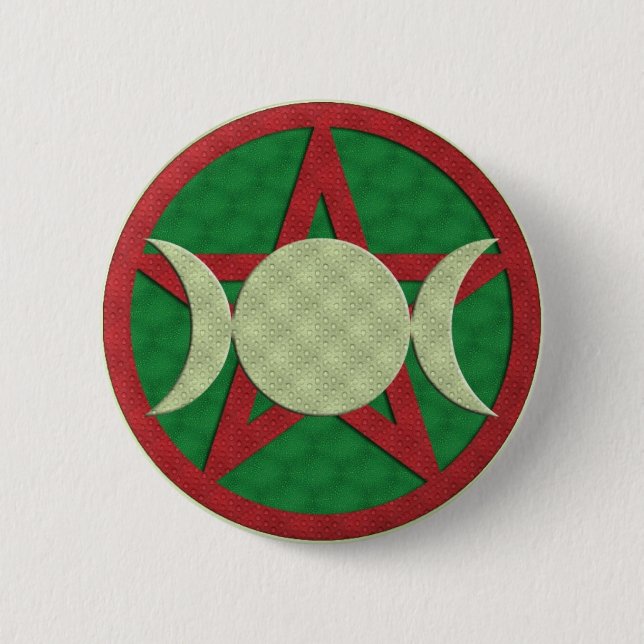 Weihnachten-dreifacher GöttinPentagram Button (Vorderseite)