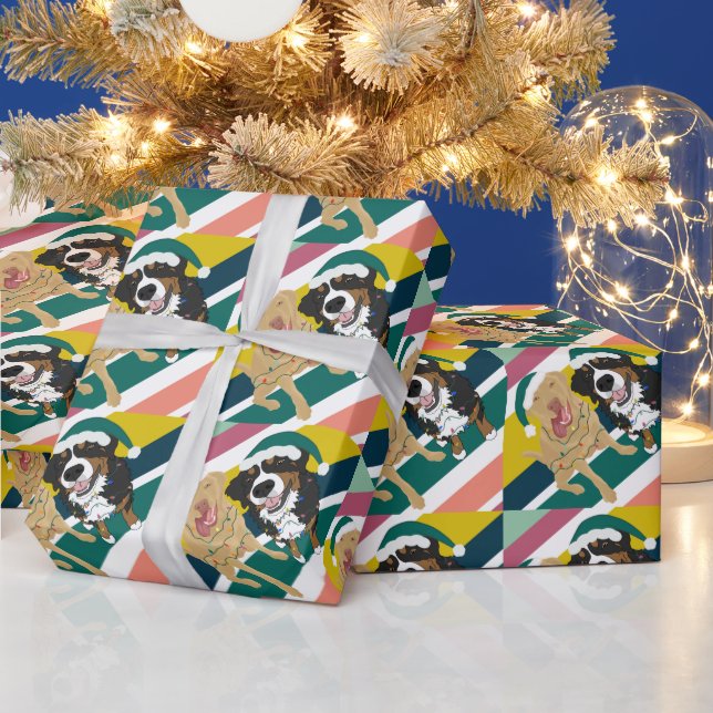 Weihnachten Dudley Labrador und Bernese Mountain D Geschenkpapier (Feiertage)