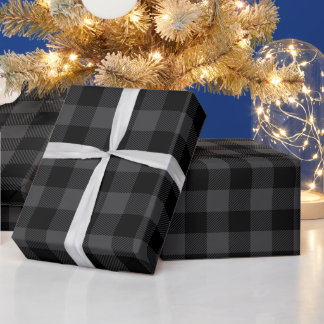 Weihnachten Dunkelgrau und Schwarz Buffalo Karo Geschenkpapier