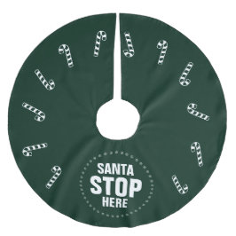 Weihnachten dunkelgrüner Zuckerrohr Santa Stopp Hi Polyester Weihnachtsbaumdecke