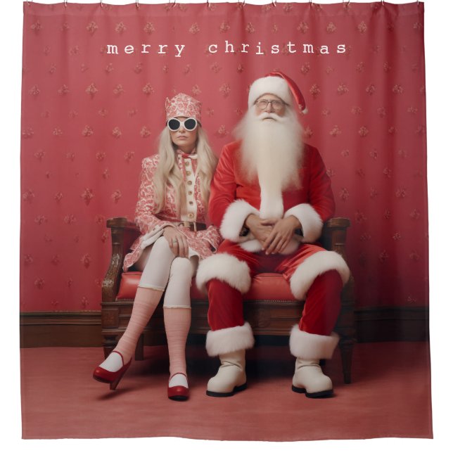 Weihnachten Duo: Weihnachtsmann und Frau Claus Duschvorhang (Vorderseite)