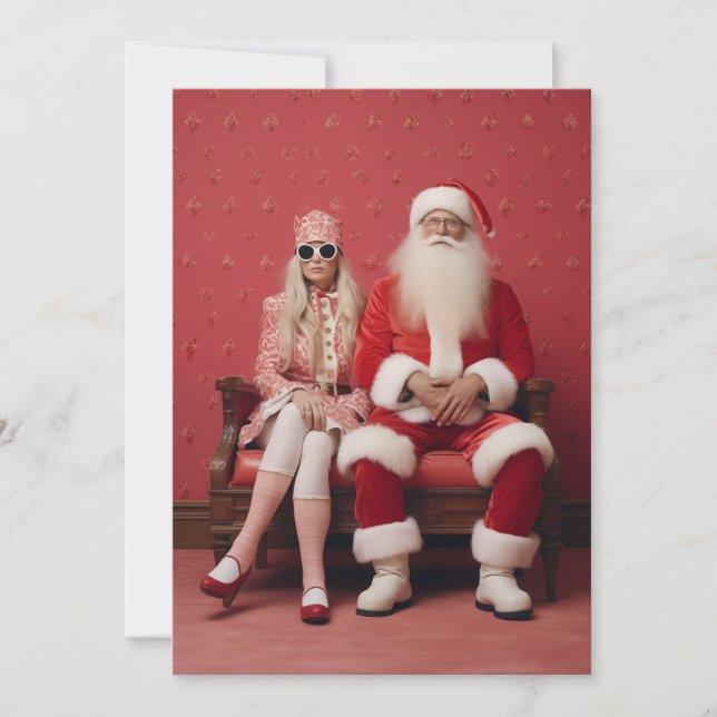 Weihnachten Duo: Weihnachtsmann und Frau Claus Einladung (Vorderseite)