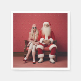 Weihnachten Duo: Weihnachtsmann und Frau Claus Serviette