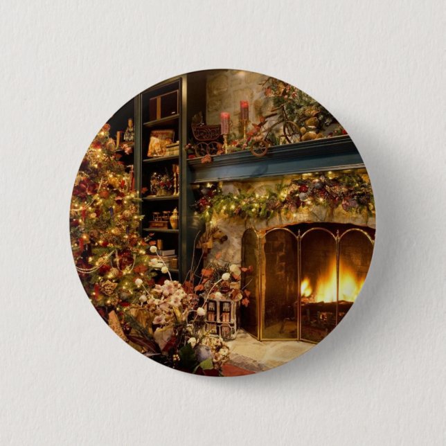 Weihnachten durch den Kamin Button (Vorderseite)