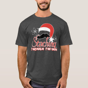 Weihnachten durch den Schnee Funny Mustache T-Shirt