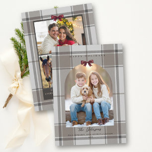 Weihnachten Earthy Tan Plaid Tartan Bogen Foto