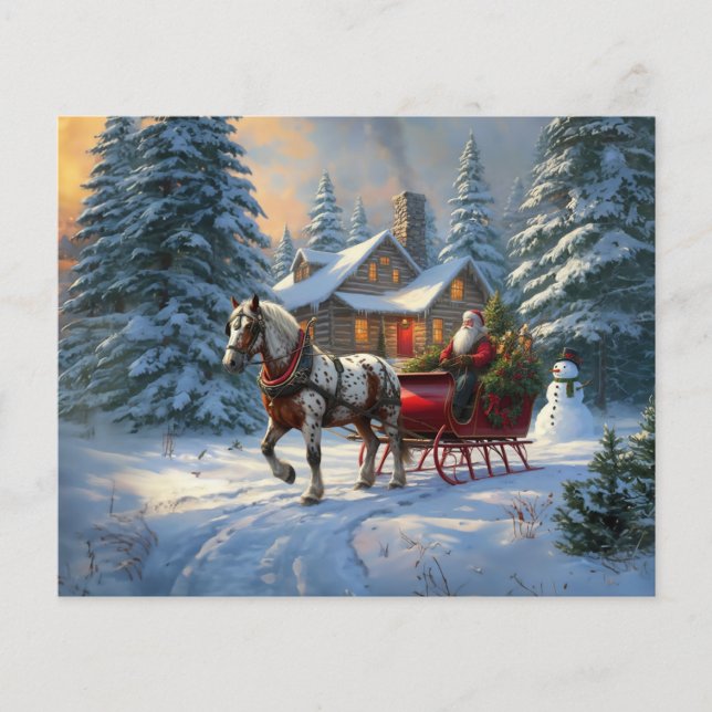 Weihnachten Ein Pferd Sleigh Santa (Vorderseite)
