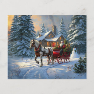 Weihnachten Ein Pferd Sleigh Santa