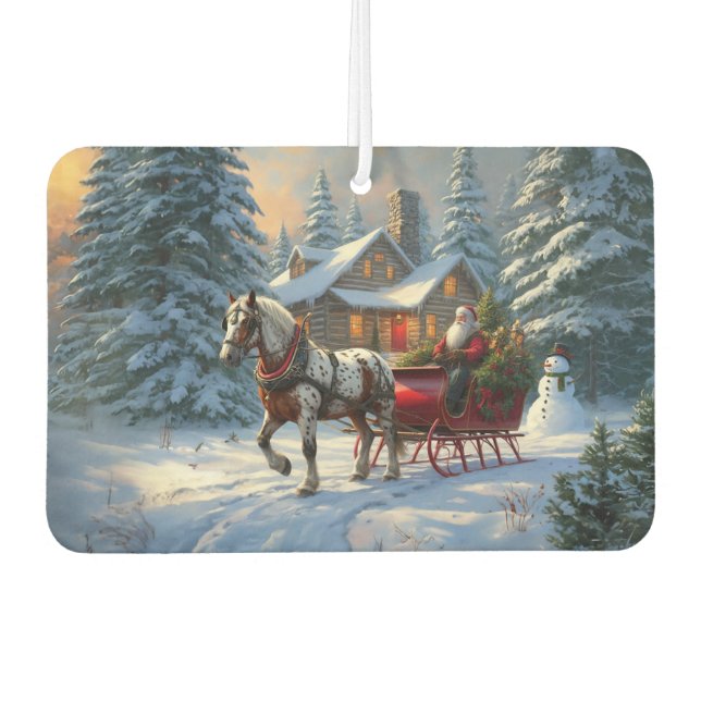 Weihnachten Ein Pferd Sleigh Santa Autolufterfrischer (Vorderseite)