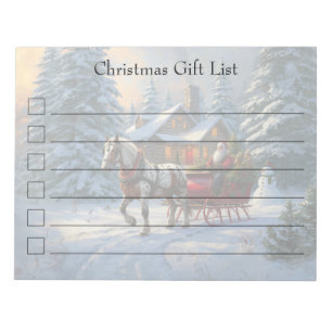 Weihnachten Ein Pferd Sleigh Santa Notizblock