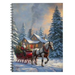 Weihnachten Ein Pferd Sleigh Santa Notizblock