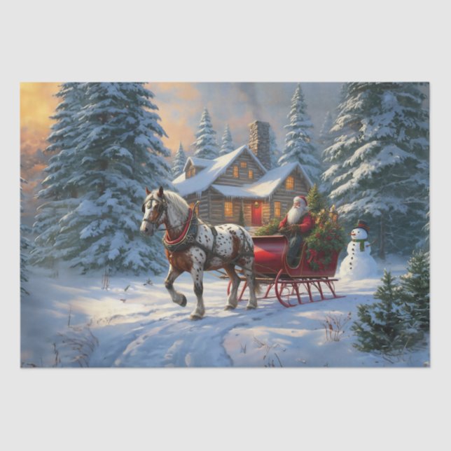 Weihnachten Ein Pferd Sleigh Santa Seidenpapier (Vorderseite)
