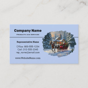 Weihnachten Ein Pferd Sleigh Santa Visitenkarte