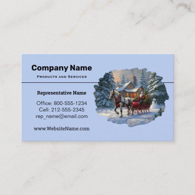 Weihnachten Ein Pferd Sleigh Santa Visitenkarte (Vorderseite)