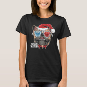 Weihnachten ein Pitbuli Hund Weihnachtsmannmütze a T-Shirt