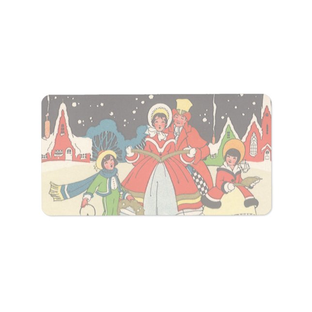 Weihnachten, eine Familie singende Musik Carols Adressaufkleber (Vorne)